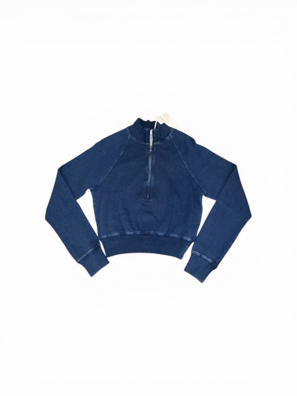 NWT Good American Jeanius Half-Zip Crop French Terry Sweatshirt